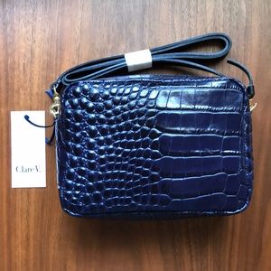 8/25 LAST DAY📦 Clare V Midi Sac Crossbody Bag - Navy Croc